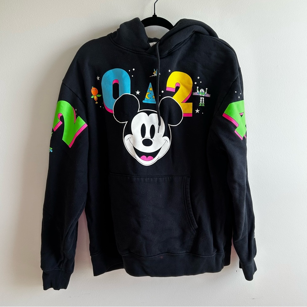 2024 Disneyland Hooded Sweatshirt, Black, Large, Kangaroo Pouch